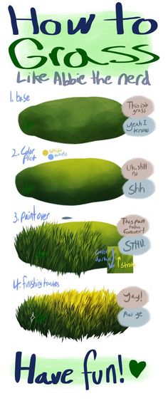 a poster with different types of grass on it's sides and the words how to grow