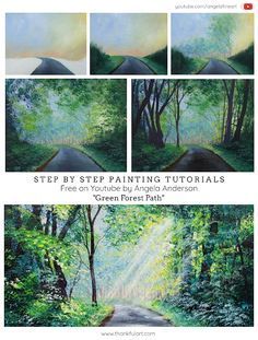 step by step painting instructions for beginners to learn how to paint trees in the forest