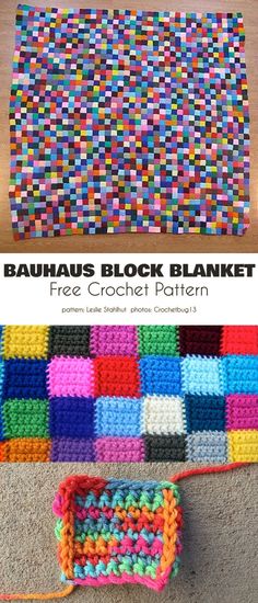 the free crochet pattern for bauhmus block blanket