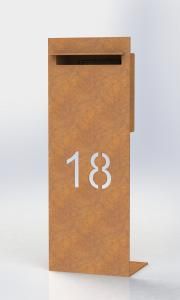 a brown cardboard mailbox with the number eighteen on it's front and bottom