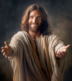 a man dressed as jesus pointing at something