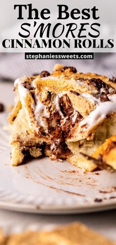 the best s'mores cinnamon rolls on a plate