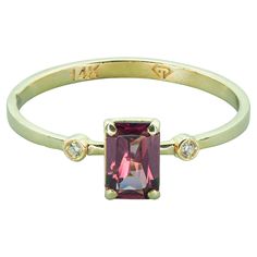 14k gold ring with genuine spinel and diamonds. Minimalist spinel ring. Octagon spinel ring. Peach pink spinel ring. 14k solid gold Weight: 1.8 g. Spinel: color - pink, peach pink Octagon cut, 0.80 ct. approx (6.4x4.3mm) Clarity: Transparent with inclusions Side stones: Diamonds: 2 pieces, round brilliant cut, G/VS1, weight - 0.02 ct Spinel Ring, Pink Spinel, Vintage Style Rings, Rings Fashion, Pink Peach, 14k Gold Ring, Peach Pink, Color Rosa, Jewelry Rings Engagement