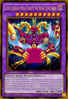 a card with an image of a demon