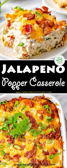 this is an image of jalapeno egg casserole with bacon and cheese