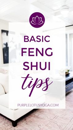 a living room with the words basic feng shu tips