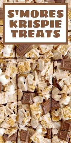 Smores Krispie treat bars made with Golden Grahams. Cinnamon Treats, Smore Recipes, Dessert Oreo, Krispie Treats Recipe, Cereal Treats, Rice Crispy Treats, S'mores, Crispy Treats