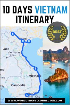 a map with the words 10 days vietnam itinerary