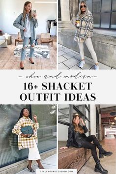 Looking for ways to style a shacket? This list of shacket outfit ideas for women is full of chic and modern aesthetic looks for spring, summer, fall, and winter. There’s casual options with leggings, beige shacket ideas, plaid shacket options, denim shacket looks, elevated outfits with a leather shacket, and ways to wear a shacket for work, running errands, or date night. Plus size or petite, no matter your body shape you need a shacket in your wardrobe! Sweatpants And Shacket Outfit, How To Style Denim Shacket, Gray And White Shacket Outfit, How To Style An Oversized Shacket, Outfits With A Shacket, Shacket Layering Outfit, Shacket And Tennis Shoes, How To Wear Shacket Casual, Dressy Shacket Outfit Women