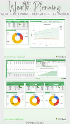 the financial spreadsheet tracker is shown in green and white