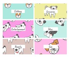 four different pictures with dogs on them and the words'dog names'in each