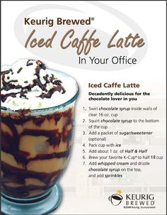 an advertisement for iced coffee latte with chocolate and marshmallows in it