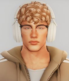 a man with headphones on is looking at the camera