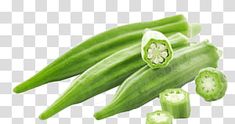 some green vegetables are cut in half and ready to be put on the table png