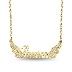 These diamond accented wings feature the single name of your choice, in a cursive font. The design is centred along an 18.0-inch rope chain, that adjusts to 16.0 inches, and secures with a spring-ring clasp. Anklet Tattoos For Women, A Cursive, Custom Gold Jewelry, Anklet Tattoos, Wings Necklace, Glitter Lip Gloss, Necklace With Diamond, Jared The Galleria Of Jewelry, Cursive Font