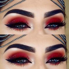 ♥︎♥︎♥︎♥︎♥︎ Makeup For Hooded Eye, Easy Everyday Eye Makeup, Beginner Eye Makeup, Eye Makeup For Hooded Eyes, Makeup Cantik, Make Up Designs, Everyday Eye Makeup, Christmas Eye Makeup, Red Eye Makeup