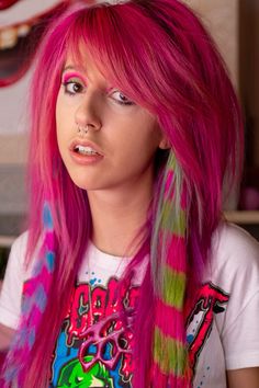 Emo hairstyle scene pink hair racoon tails cupcake cult 2000’s myspace rawrbecca Scene Hair Dye, Pink Scene Hair, Racoon Tail Hair, Neon Scene, Scene Fits, Long Scene Hair, Pastel Rainbow Hair, Emo Hairstyle, Scene Girl Style