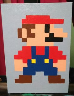 an image of a nintendo mario painting on canvas