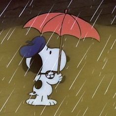 a cartoon dog holding an umbrella in the rain