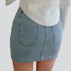 Flap pocket mini denim skirt online—excellent women's jeans skirt from the 2023 Spring-Summer collection. Fashion style is the perfect way to express yourself and show the world who you are. From clothing to accessories, haircuts to cosmetics, fashion is an excellent approach to displaying your individuality. By experimenting with new styles, you can feel more secure in yourself and make a statement. Wearing fashionable and stylish clothes can boost your self-esteem and confidence. It allows you Secure In Yourself, Micro Denim Skirt, Denim Skirts Online, Mini Denim Skirt, Jeans Skirt, Stylish Clothes, Dressy Outfits, Gray Skirt, Modest Dresses