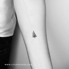 a small pine tree tattoo on the arm