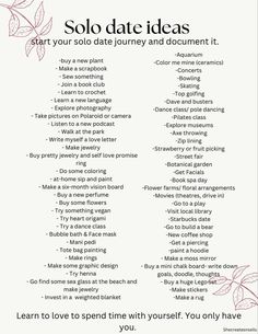 Solo Date Ideas, Solo Date, Get To Know Yourself, Practicing Self Love, Know Yourself, Self Care Bullet Journal, Vie Motivation