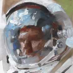 a painting of an astronaut's face in a space suit