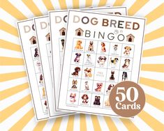 three dog breed bingo cards with the words,'do dogs need to be loved? '