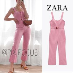 Zara Fitted Jumpsuit With Belt Pink New With Tags Long Sleeveless Jumpsuit With Sweetheart Neckline. Bustier Seamed Cups. Wide Straps. *Adjustable Belt In Matching Fabric *Side Hand Pockets *Front Button Closure 98% Cotton + 2% Elastane Color: Pink | 3564/094 M2/L - Pp Chic Summer Jumpsuits And Rompers With Suspenders, Chic Fitted Overalls For Summer, Chic Overalls With Suspenders For Spring, Fitted Summer Overalls, Chic High Waist Overalls For Summer, High Waist Jumpsuits And Rompers For Summer Workwear, Fitted Overalls For Summer, Chic Jumpsuits And Rompers With Suspenders For Work, Trendy Strapless Jumpsuit For Summer