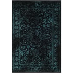 a dark blue rug with an intricate design