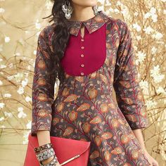 Neck Design For Kurtis, Printed Kurti Designs, डिजाइनर कपड़े, Silk Kurti Designs, Design Kurta, Indian Kurti Designs, Tandoori Masala