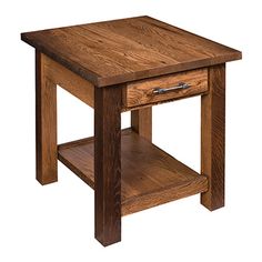 a small wooden table with one drawer