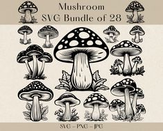 the mushroom svg bundle is shown here