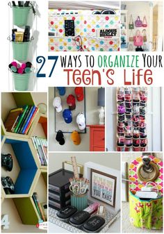 there are many different items in this collage with the words, 27 ways to organize your teen's life