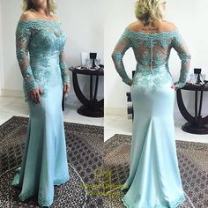 Fitted Light Blue Mother Of The Bride Dress, Light Blue Fitted Mother Of The Bride Dress, Blue Fitted Long Sleeve Mother Of The Bride Dress, Mint Green Prom Dress, Wedding Guest Gowns, Evening Dress Long, Mother Of The Bride Dresses Long, Bride Gown, Prom Dresses Long Lace