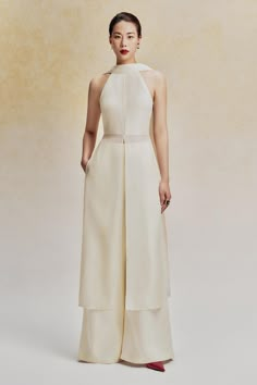 Nhien Slit Sleeveless Foam Organza Calf Length Ao Dai | MEAN BLVD Vietnamese Ao Dai Modern, Staple Pants, Ao Dai Vietnamese, Modern Ao Dai, African Shop, Calf Length Dress, Modern Disney, Dress Inspo