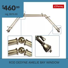 an advertisement for the rod desine amelie bay window, with instructions to install it