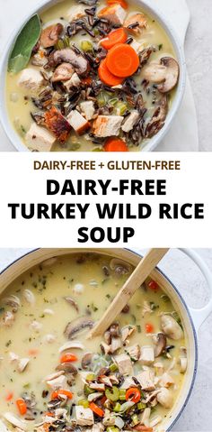 dairy - free turkey and wild rice soup with carrots