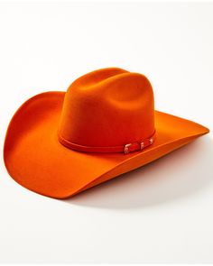 Serratelli Cattleman Wool Western Hat, Orange Felt Hats With Flat Brim For Ranch, Adjustable Wool Hat, Fitted Wool Felt Hat For Rodeo, Curved Brim Felt Hat For Ranch, Solid Color Curved Brim Felt Hat For Rodeo, Western Style Fitted Felt Hat, Fitted Felt Hat With Curved Brim, Flat Brim Felt Hat, Fitted Wool Hat For Rodeo