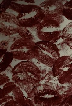 a bunch of black and white feathers on top of a brown table cloth with red ink