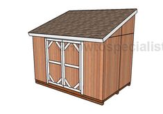 a wooden shed with the roof closed