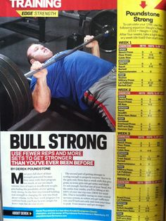 the back of a magazine with an image of a man lifting a barbell on it