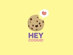 a cookie with a thought bubble in it's mouth and the words hey cookies above it