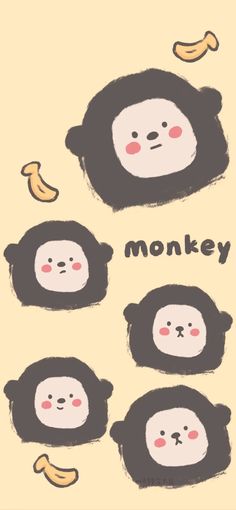 monkey faces with bananas in the background that says monkeyy on it's face