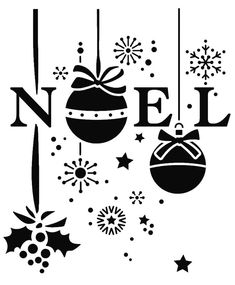 a black and white christmas ornament with the word noel on it