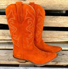 Our Homeward Bound Boots are now available in ORANGE!! Casual Embroidered Snip Toe Boots, Fitted Orange Boots For Fall, Red Suede Boots, Orange Boots, Dan Post Boots, Homeward Bound, Orange Shoes, Red Boots, Wedge Heel Sandals