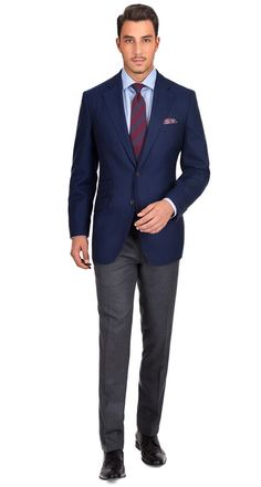 Mens Blue Sport Coat Outfit, Mens Blue Blazer Outfit, Blue Sport Coat Outfit, Big Man Suits, Custom Blazers, Navy Blazer Men