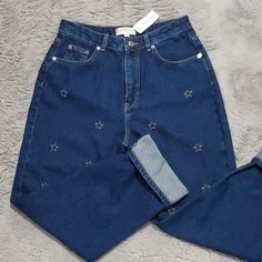 Nwt Harper Heritage Francesca's Star Embroidered Jeans Dark Wash Size 26 Straight Leg Fit Super Cute!! Please Check Check All Photos Before You Purchase Measurements Are Provided In The Photos #3 Star Embroidered Jeans, Jeans Dark Wash, Embroidered Jeans, Jeans Color, Colored Jeans, Straight Leg, Women Jeans, Super Cute, Color Blue