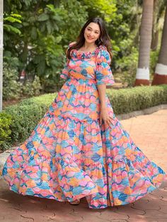 Versatile Print Frill Neck Dress #dress # long dress_styles #long dress_look Shibori Sarees, Brocade Saree, Abstract Print Dress, Kalamkari Saree, Jamdani Saree, Bandhani Saree, Embroidery Saree, Ethnic Dress, Midi Dress Summer