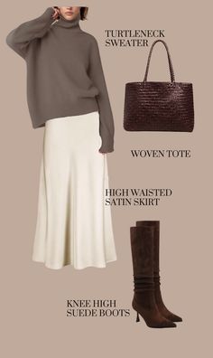 Shop our Influencers' top picks on Amazon Style 2025, Neutral Outfits, Meghan Markle Style, Basic Wardrobe, Suede Boots Knee High, Neutral Outfit, Wardrobe Basics, Satin Skirt, Found On Amazon